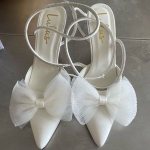Brand New Lulu’s White Tulle Bow Heels